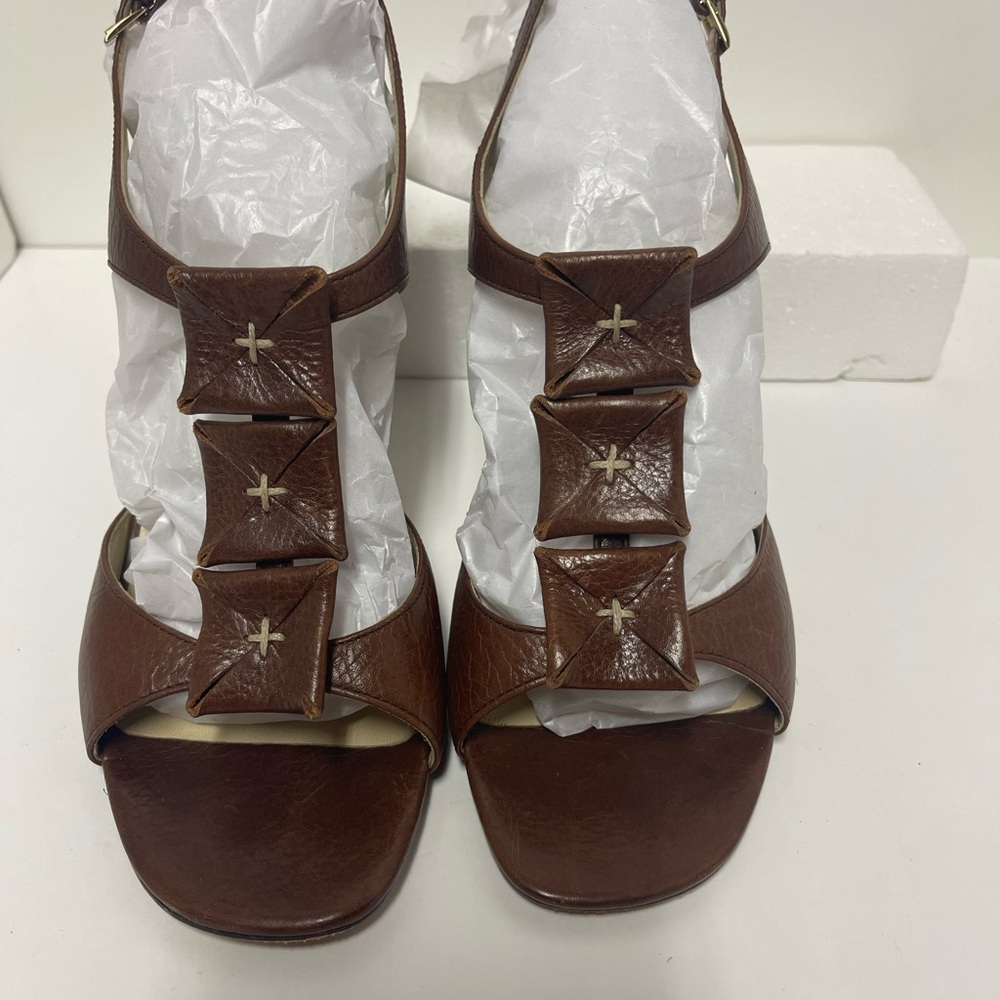 Max Studio London Brown Leather Women's Sandals